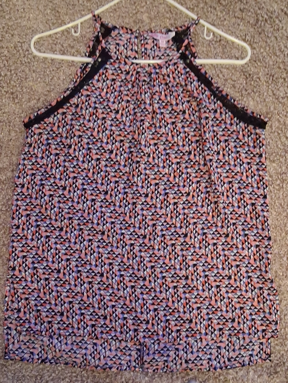 Candie's Sleeveless Geo-Print Halter Top - Pink/Blue